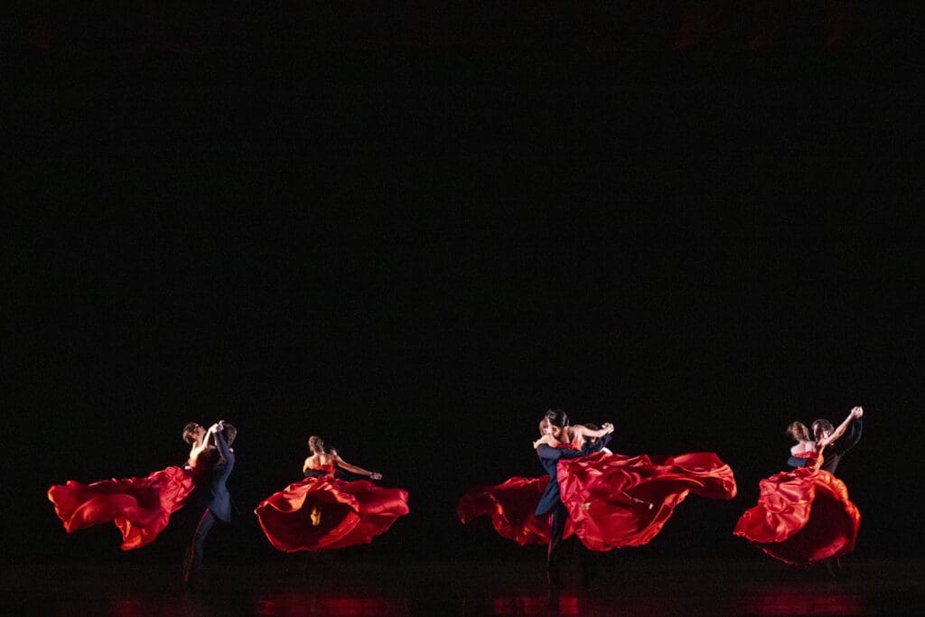Artists of Houston Ballet in ISHIDA’s "what I was thinking while I was waltzing" (Photo by Alana Campbell. Courtesy Houston Ballet.)