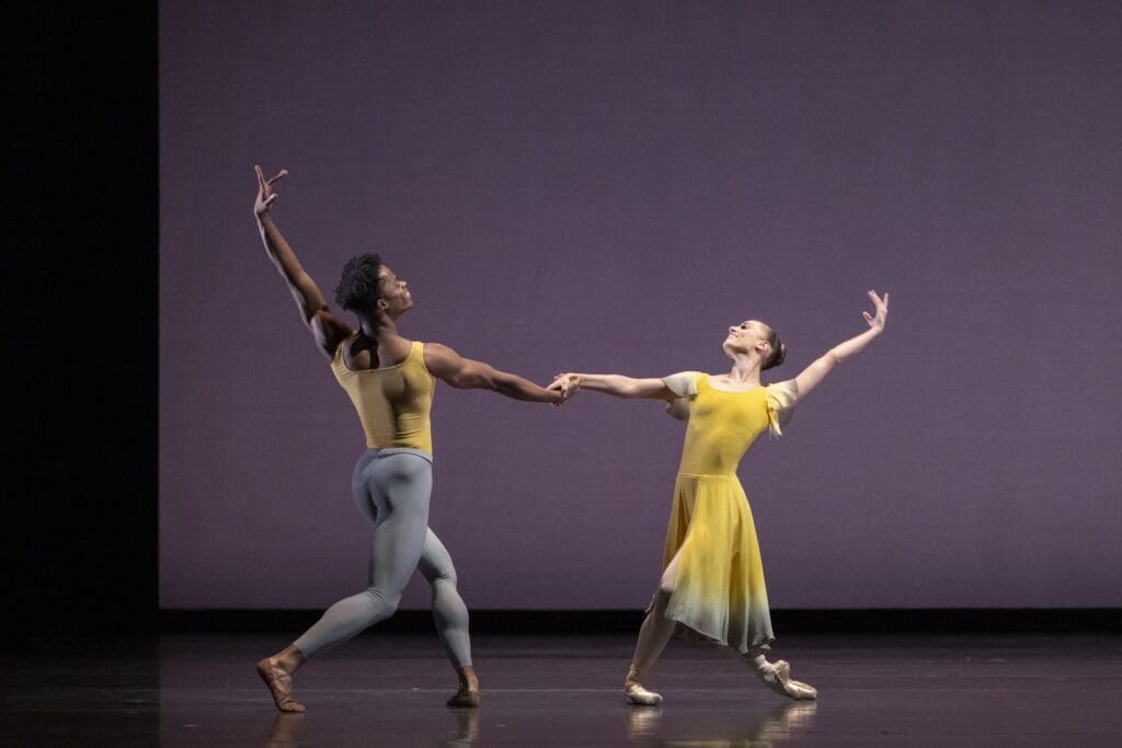 Houston Ballet First Soloists Tyler Donatelli and Naazir Muhammad in Jacquelyn Long’s "Illuminate"(Photo by Alana Campbell. Courtesy Houston Ballet.)