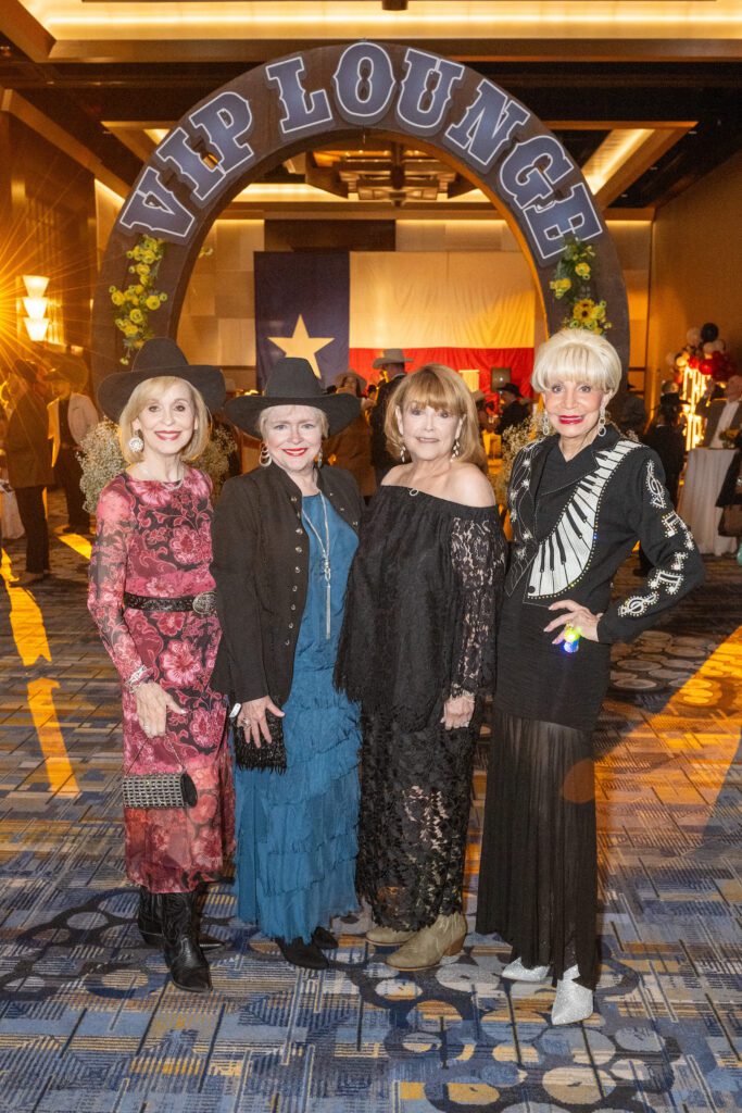 Sandra Porter, Leila Perrin, Marilu Garza, Leisa Holland-Nelson Bowman at the Houston Cattle Baron's Ball. (Photo by Jacob Power)