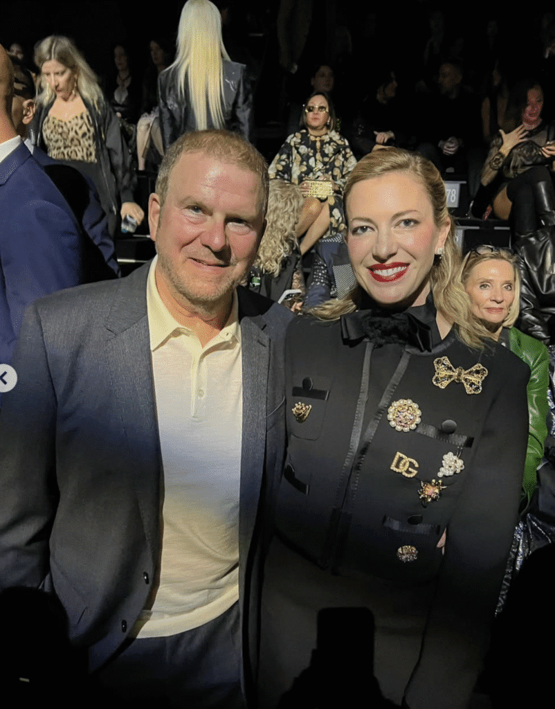 U.S. Ambassador to Italy Tilman Fertitta and wife Lauren enjoy front row seats at the Dolce & Gabbana Spring/Summer 2026 fashion presentation in Milan.  (Photo by Instagram)