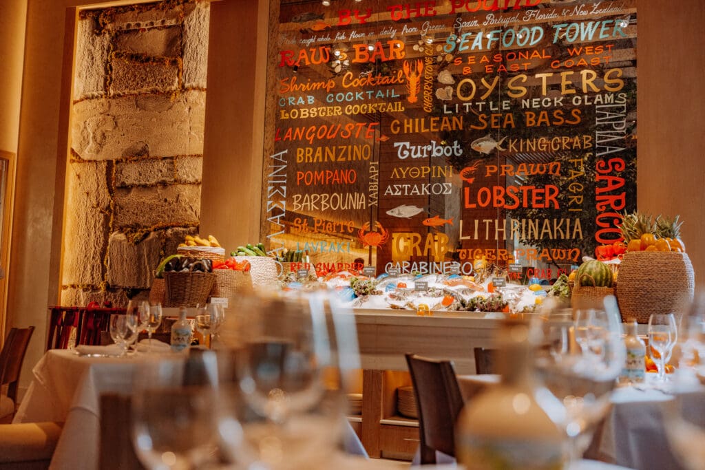 Before you order at Avra, your server will bring you to the seafood display to determine what kind of fish or shellfish you might want. (Photo by Samantha Marie Photography)