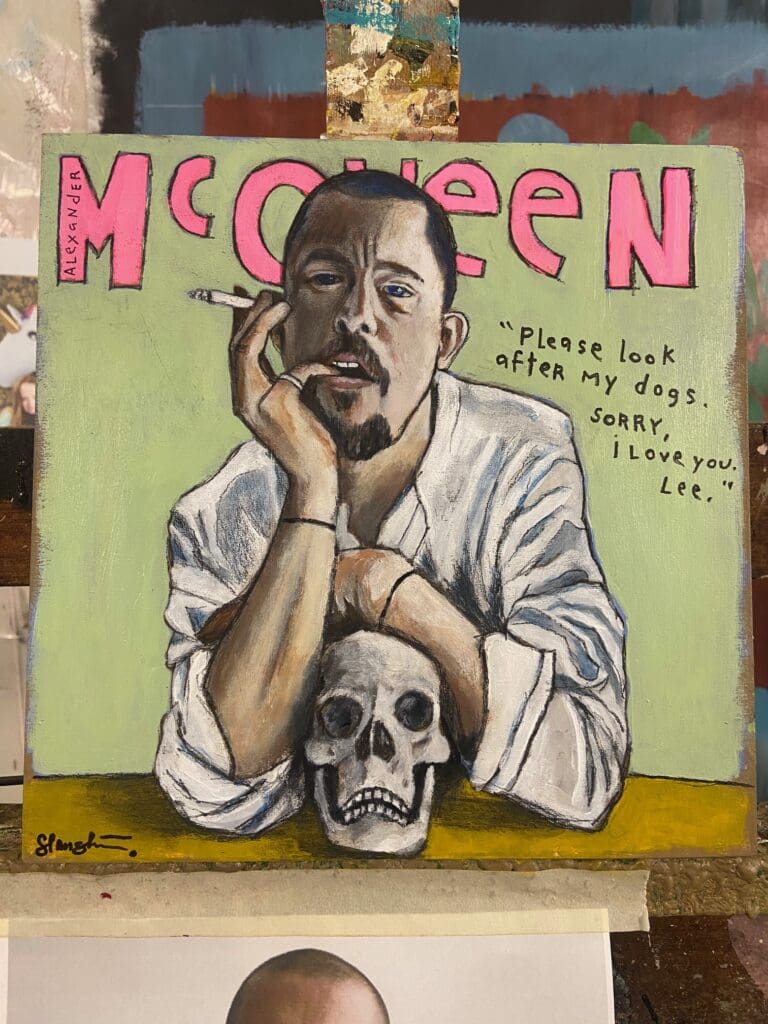 Tra Slaughter’s portrait of Alexander McQueen pairs stark imagery with the designer’s final note, capturing brilliance edged with pain. (Photo courtesy Tra Slaughter)
