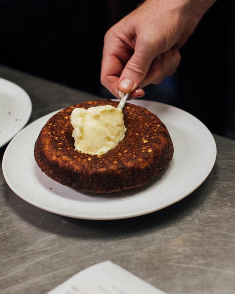 Chef Wes Whitsell has brought the Anson Mills cornbread from Hatchett Hill to Georgie. (Courtesy of Hatchett Hill)