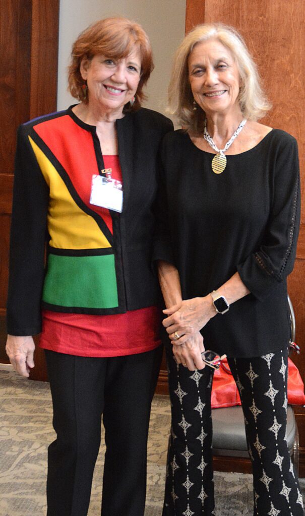 The Woodlands residents Ann McAlpin, former executive director of Child Advocates of Montgomery County, and Maureen Donelan of Maureen Donelan Design. (Photo by David Hopper)