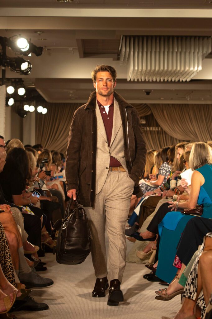 A model showcasing a fall look from Brunello Cucinelli (Photo by Tamytha Cameron)