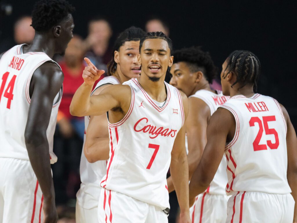 University of Houston point guard Milos Uzan will be looking for his own shot more this season. (Photo by F. Carter Smith)