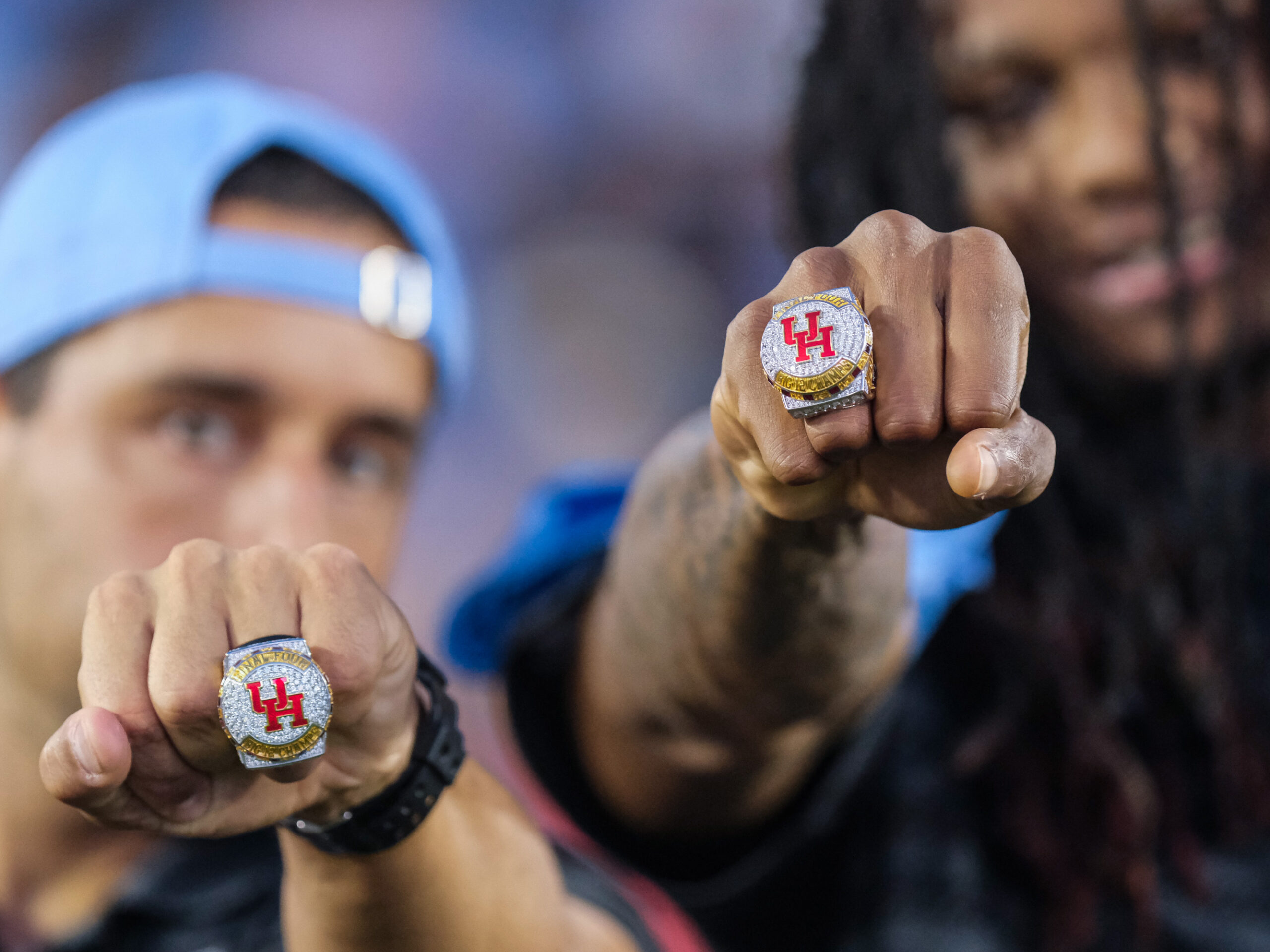 The University of Houston Cougars Big XII conference champions and Final Four finalist were honored in a ring ceremony during the Houston Blue home football game versus against #11 rankled Texas Tech University, Saturday ,October 4, 2025 at TDECU Stadium
