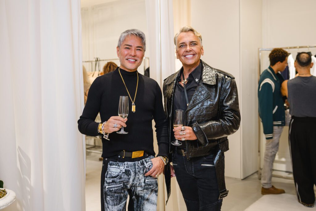 Franklin Costales, Kerry Wald at the Balmain boutique opening in The Galleria, Houston (Photo by Johnny Than)