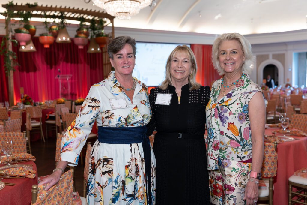 HBG president and CEO Jill Barry, HBG secretary Nancy Abendshein, and Elizabeth Swift of Swift + Company at Houston Botanic Garden's 2025 Luncheon: Building Branches (Photo by Daniel Ortiz)