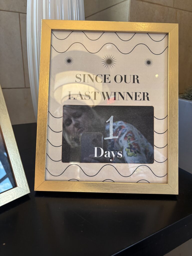 Check the countdown chalkboard to the right of the entrance for the daily tally. (Photo by Laura Landsbaum)