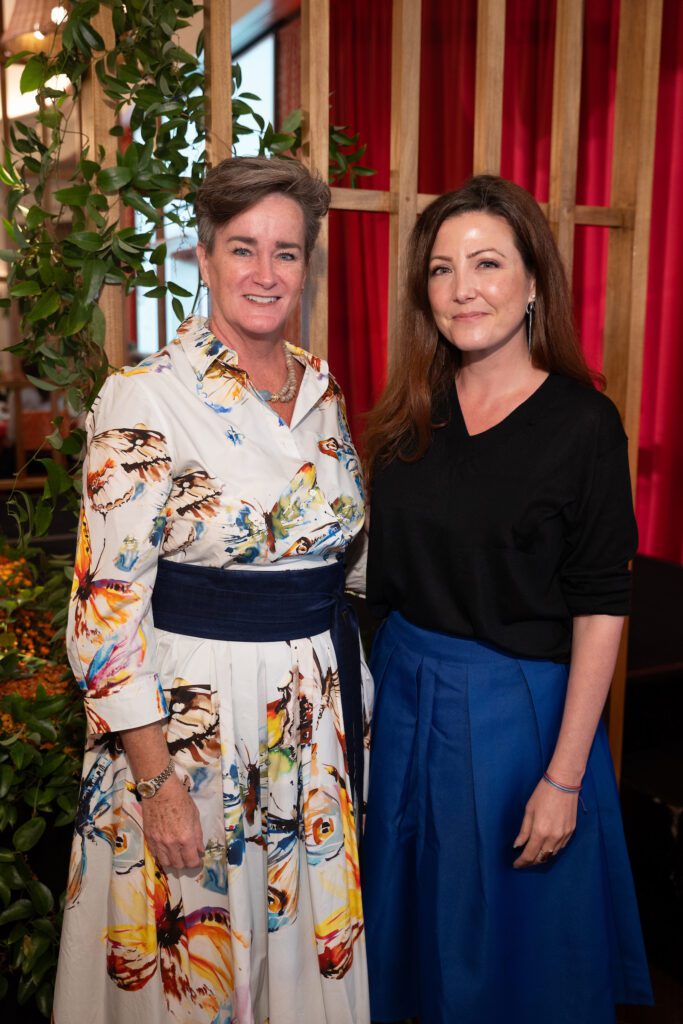 HBG president and CEO Jill Barry, emcee Brandi Smith at Houston Botanic Garden's 2025 Luncheon: Building Branches (Photo by Daniel Ortiz)