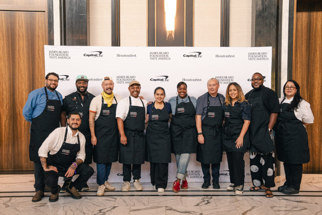 Chefs Felipe Riccio, Emmanuel Chavez, Tristen Epps, Henry Lu, Vanarin Kuch, Suu Khin, Michelle Wallace, David Skinner, Flo Polanco, Ope Amosu, Victoria Elizondo at James Beard Foundation's Taste America: Houston (Photo by Michael Anthony)