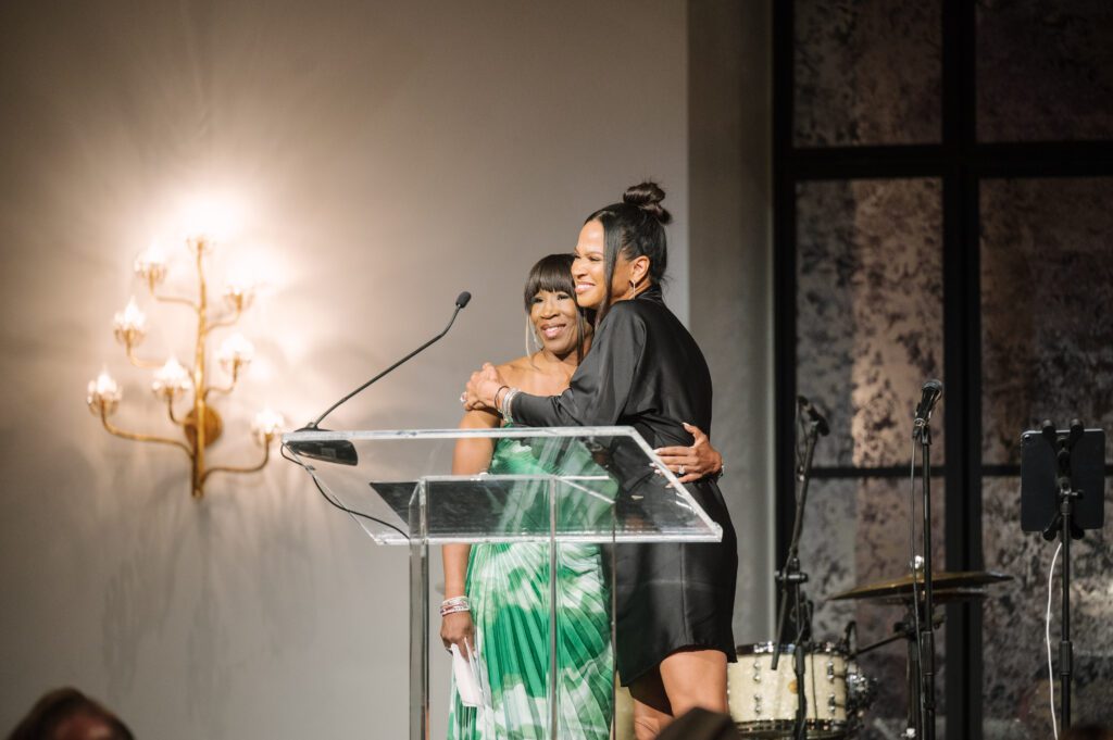 Lauren Anderson, Mia Gradney at the Dress for Success Houston Rendezvous. (Photo by Thomas Campbell)