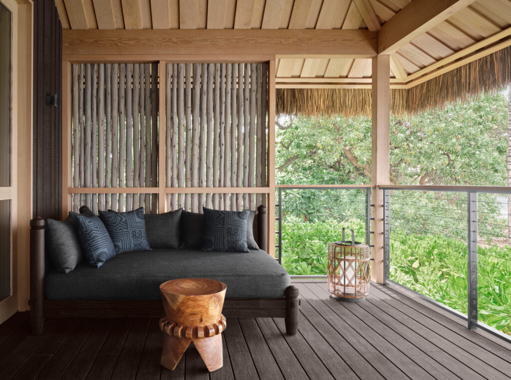 Each hale offers an expansive private lanai. (Photo by Kona Village, A Rosewood Resort)