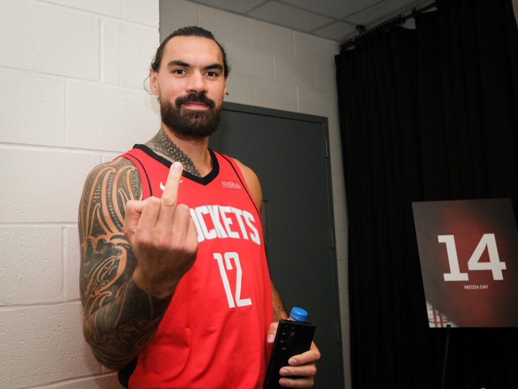 Houston Rockets center Steven Adams is always in a joking mode. (Photo by F. Carter Smith)