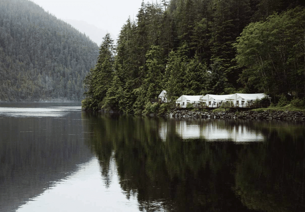 Travelers are going the extra mile (literally) to unwind in untouched nature in five star resorts like, Clayoquot Wilderness Lodge in British Columbia 