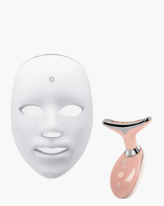 LED Glow Set – 7-in-1 LED Light Therapy Face Mask + 7-in-1 LED Face & Neck Sculpting Wand