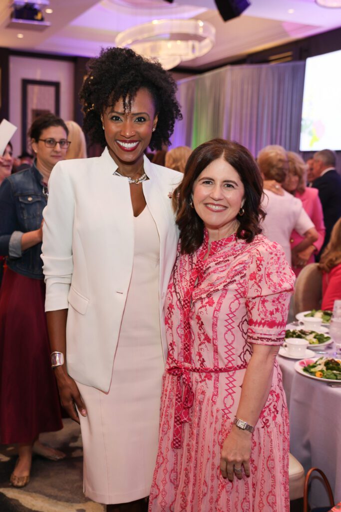 Shavonnah Roberts Schreiber, Lisa Helfman at the Razzle Dazzle Luncheon (Photo by Priscilla Dickson)