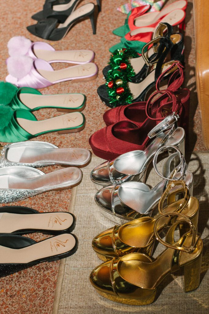 The collection includes holiday-ready flats and festive heels. (Photo by Fernanda Rivera)