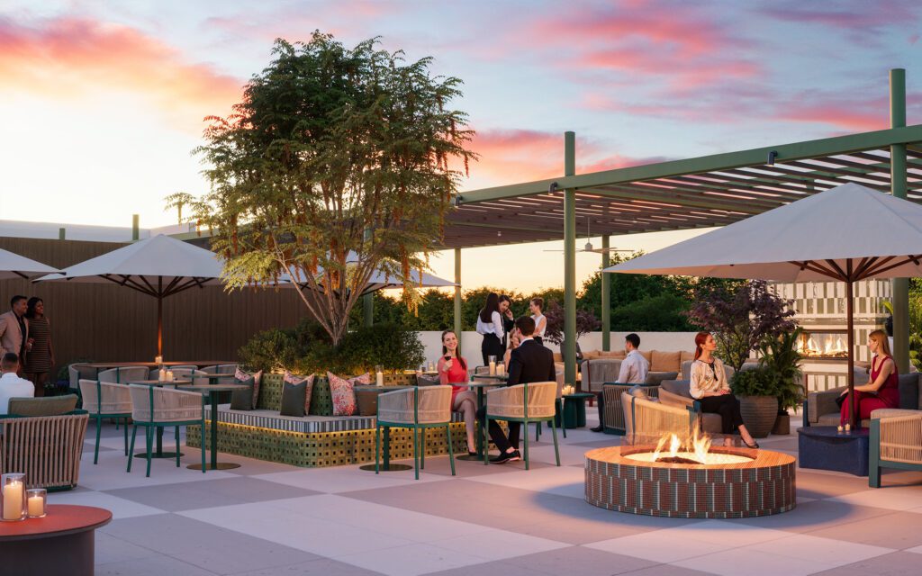 When the weather is nice, the terrace at Houston's 55 Seventy private wine and social club should be a hit. (Photo by (Renderings courtesy of Gin Design Group))