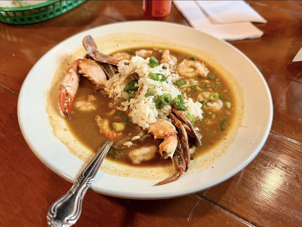 Cocodrie’s Bayou Kitchen serves crowd favorites like seafood gumbo, blackened redfish topped with étouffée, and po’boys made with soft Gambino’s bread. (Courtesy)