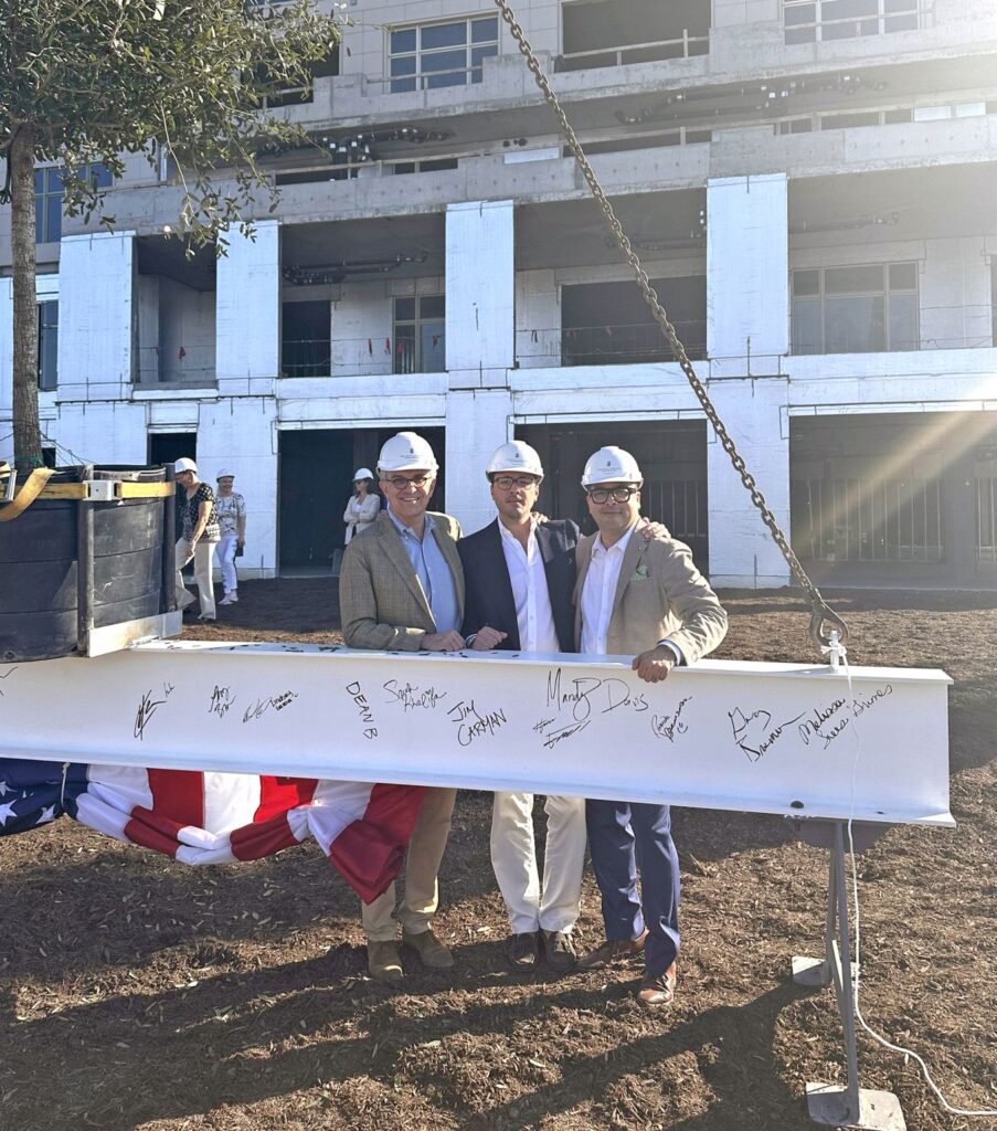 RAMSA's Paul Whalen, Johnny Cruz and Luis Arturo Corzo at the topping out ceremony for the Ritz Carlton Residences in The Woodlands. (Photo courtesy of Johnny Cruz)
