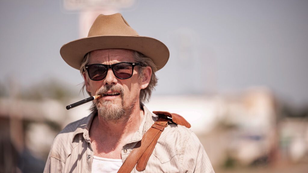 Ethan Hawke plays a bookstore owner and local journalist in "The Lowdown."