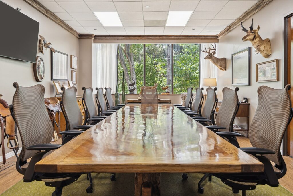 The distinguished executive meeting and boardroom spaces - the Mahogany, Teak, and Mesquite Rooms - are each designed as expressions of sophistication, storytelling, and a sense of place found nowhere else in Houston. (Photo by TK Images)