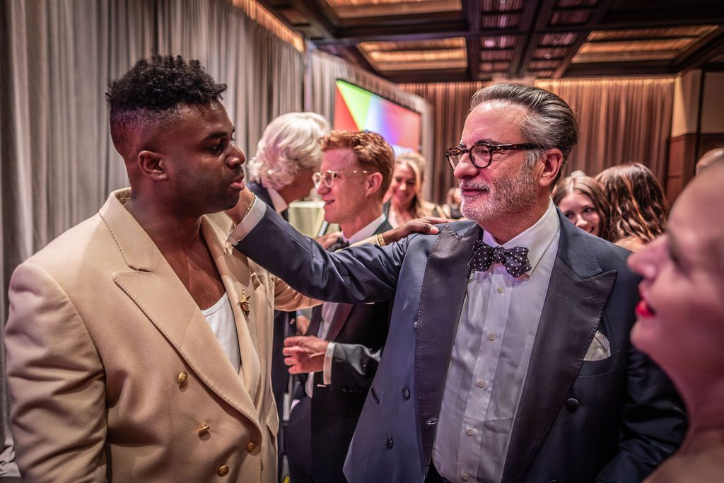 Actor Andy García chatted with musician Abraham Alexander during the Lone Star Film Festival Gala at Bowie House. (Photo by Olaf Growald)