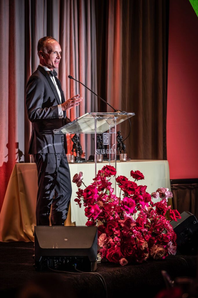 Chad Mathews thanked supporters for investing in local film education programs. (Photo by Olaf Growald)