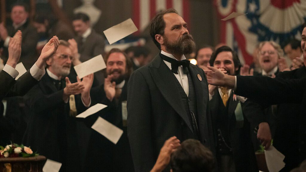 "Death by Lightning" stars Michael Shannon as 20th U.S. President James A. Garfield and Matthew Macfadyen (Succession) as his assassin Charles J. Guiteau.