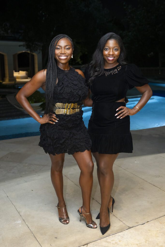 Ada Agbor, Zoe Cadore at the Houston Ballet Ball launch party at the River Oaks home of Paige Fertitta (Photo by Annie Mulligan)