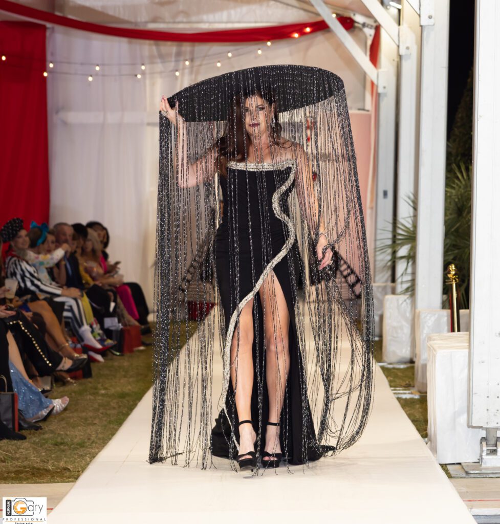 Guest model Shirelle Chimenti walks the runway at Fashion Woodlands. (Photo courtesy of Gary Hufham)