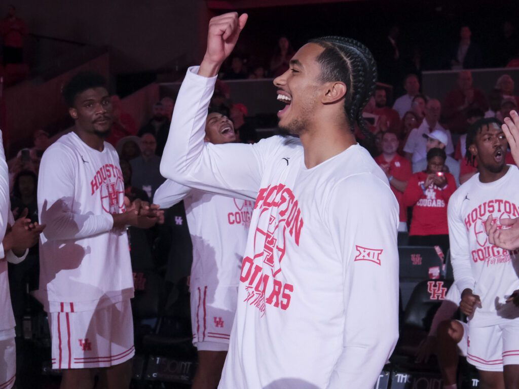 University of Houston point guard Milos Uzan helps run the show for these Cougars. (Photo by F. Carter Smith)