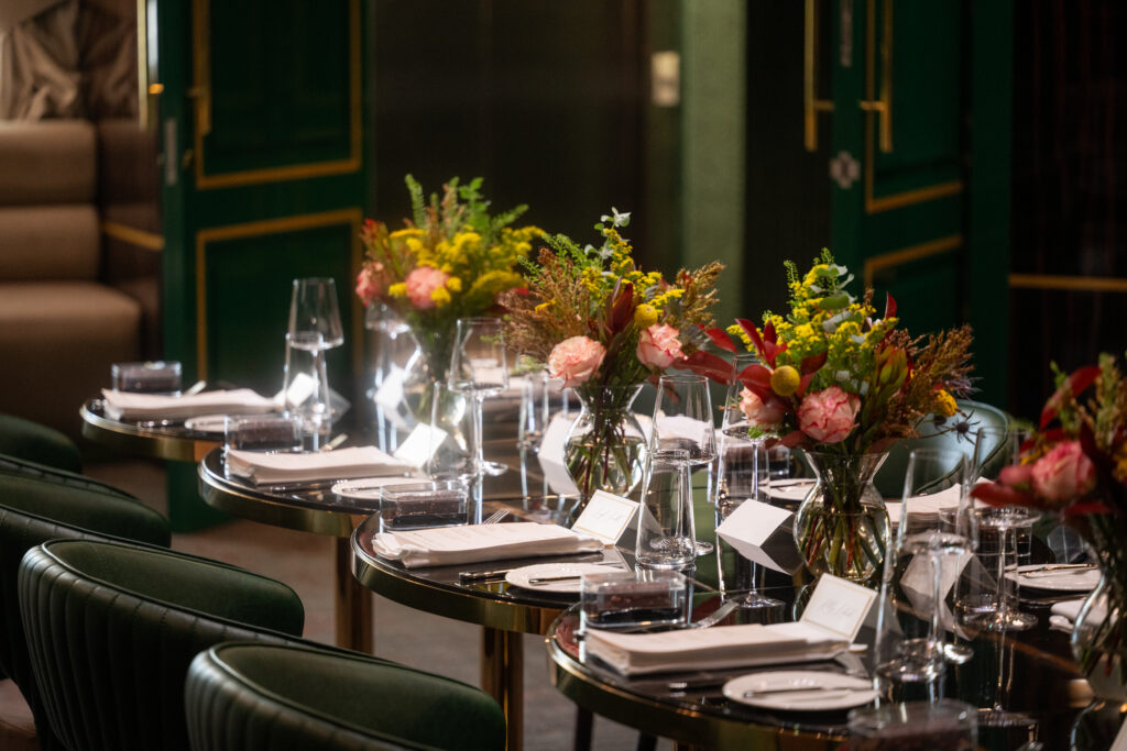 The Bastion Collection's new lounge Moon was transformed into an elegant dining salon. (Photo by Shane Dante)