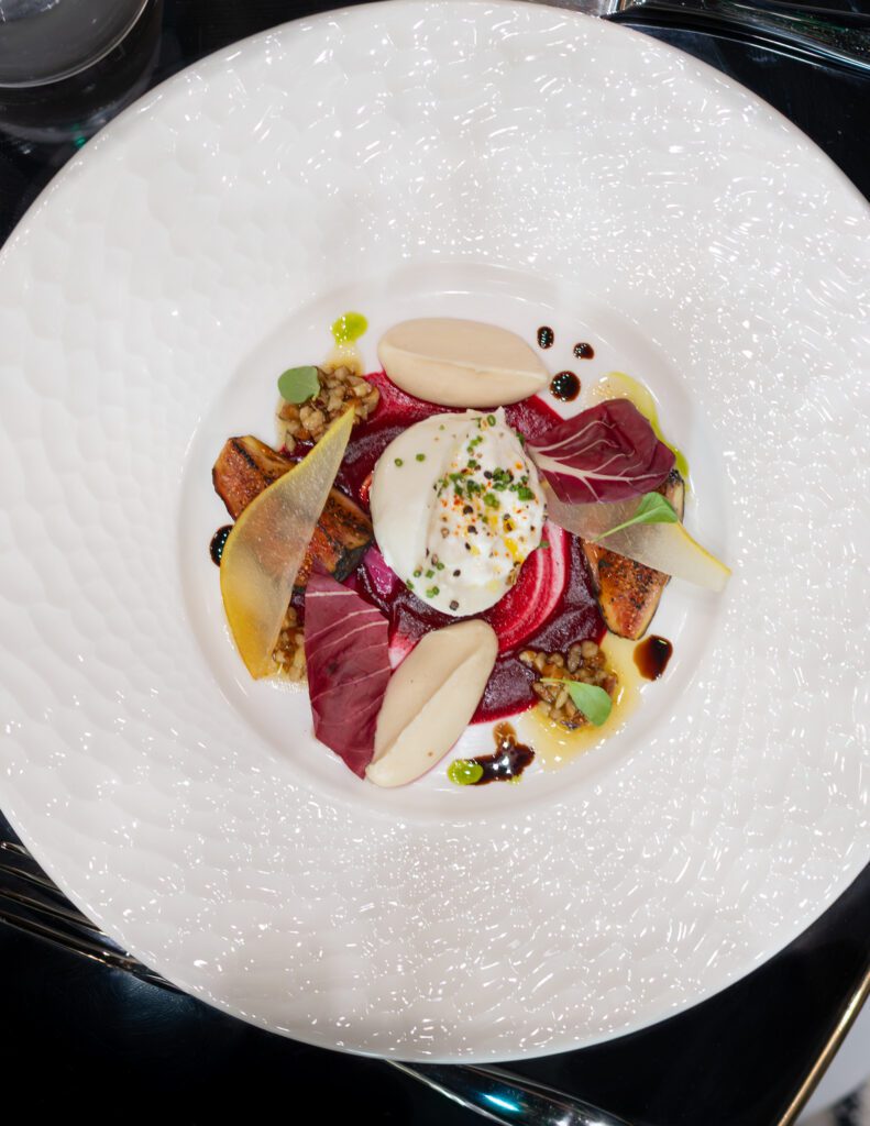 The burrata and pear salad served at The Bastion Collection luncheon held at Bar Moon (Photo by Shane Dante)