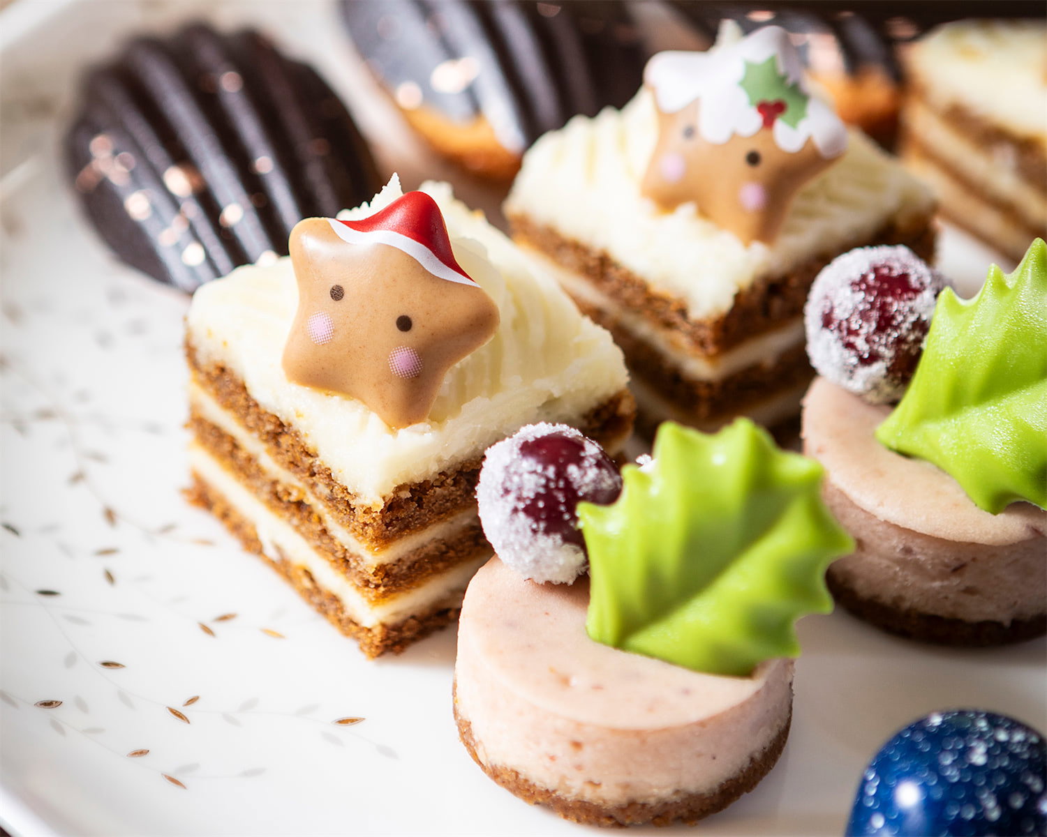 Fearing's Holiday Tea at The Ritz-Carlton, Dallas features a live harpist, tea sandwiches, scones, peppermint bars, and more. (Courtesy of Fearing's)