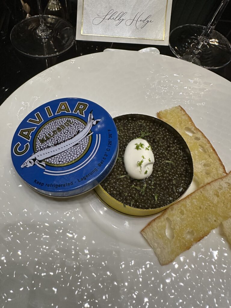 The luncheon in Moon, The Bastion Collection's swank bar at 1800 Post Oak Boulevard, began with a divine caviar dish. (Photo by Shane Dante)