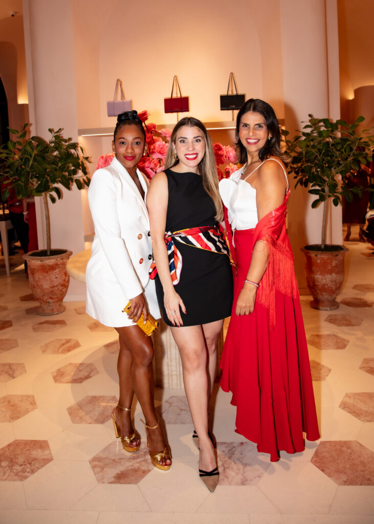 Indira Riascos, Maira Montonary, Adriana Rigoris at the opening celebration of the Carolina Herrera boutique in River Oaks District  (Photo by Nina Hernandez)