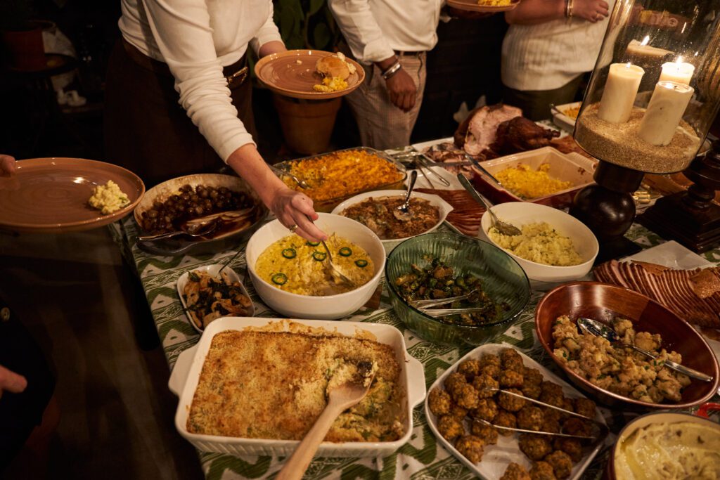 When curated well, shared dishes lighten the prep, the cost, and the post-party cleanup. (Photo by Ethan Good)