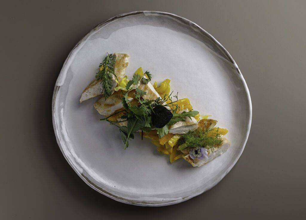 Menus feature blue-dot dishes—nutrient-dense creations designed to enhance longevity and cellular health.