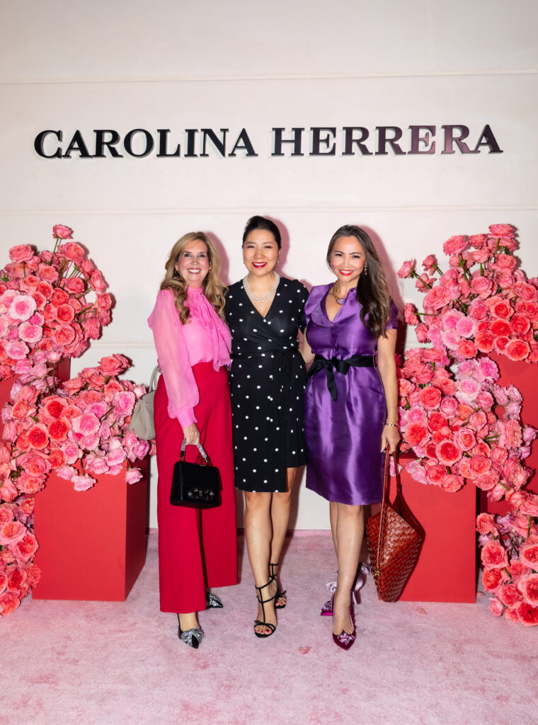Krista Landa, Yun Thomas, Victoria Bryant at the opening celebration of the Carolina Herrera boutique in River Oaks District  (Photo by Nina Hernandez)
