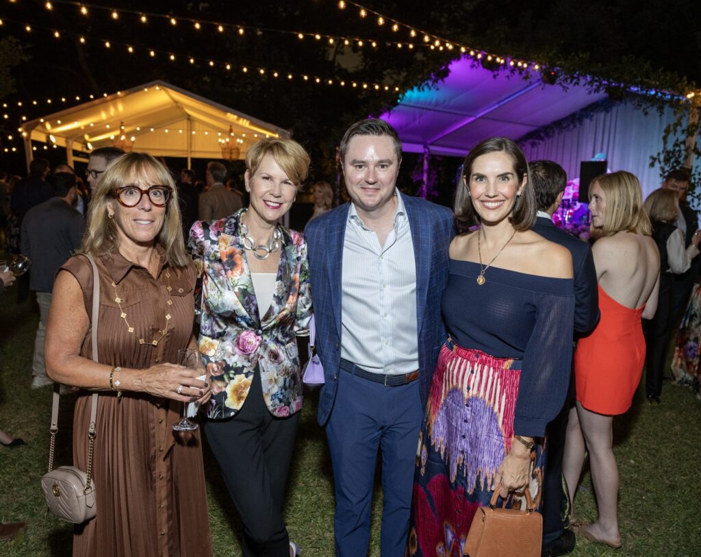 Laurie Swaim, Kristen Habich, Justin Smith, Catherine O'Connell at the Menil Collection's Party in the Park (Photo by Jenny Antill Clifton)