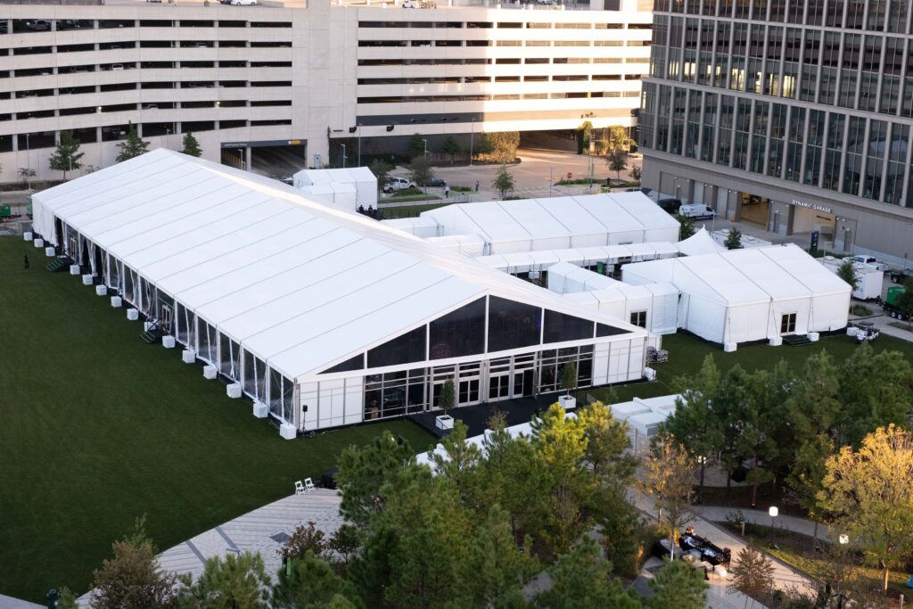The massive tent erected for the public launch of the MD Anderson Cancer Center $2.5 billion capital campaign  (Photo by Michelle Watson, CatchlightGroup.com)