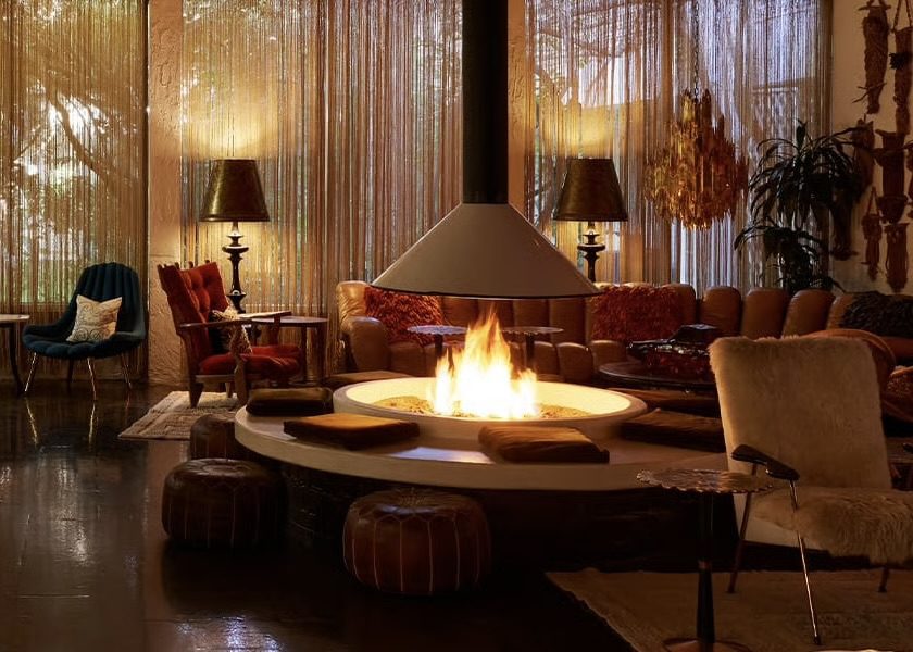 At Parker Palm Springs, the lobby, which trades formal and polished check-in space for an eccentric living room, was an unprecedented design move in 2003 when the hotel was renovated.   (Photo by Parker Palm Springs)