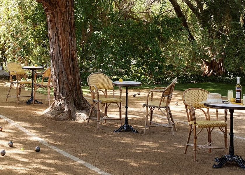 The property is full of moments of surprise and delight, including a game of pétanque paired with the traditional Pastis.  (Photo by Parker Palm Springs)