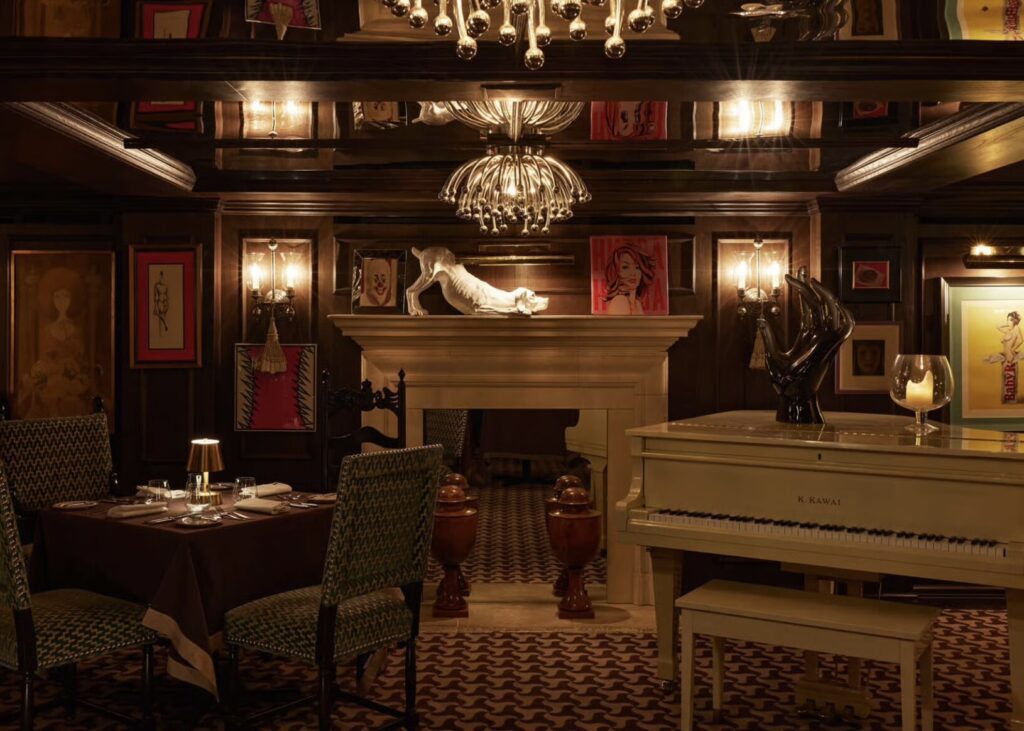 Dining across the estate mirrors the hotel’s eclectic personality, including the sultry scene at Mister Parker's. (Photo by Parker Palm Springs)