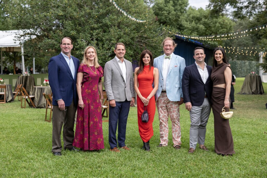 Co-Chairs Russell and Kelly Hamman, Edward and Olivia Persia, Ben Ackerley, Jeff and Katie Brannigan at the Menil Collection's Party in the Park (Photo by Jenny Antill Clifton)