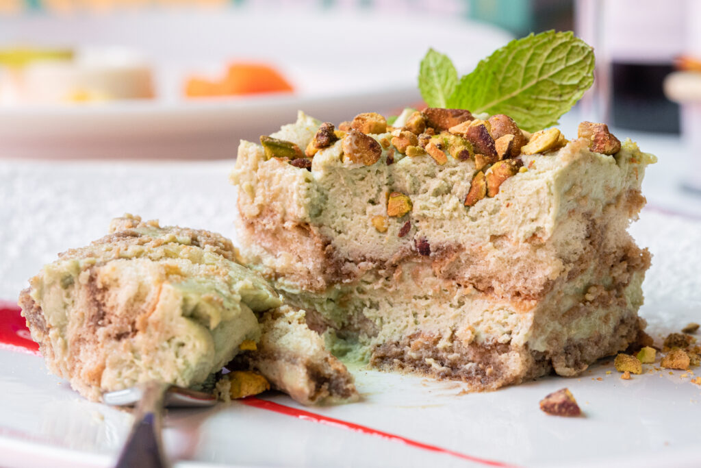Authentic desserts include this pistachio tiramisu from Chef Renato de Pirro. (Photo courtesy of Becca Wright)