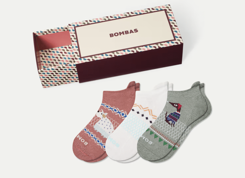 BOMBAS Women's Holiday Ankle Sock 3-Pack Gift Box